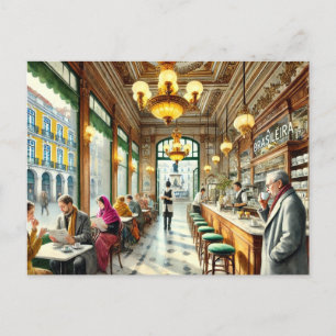 Cartão Postal Café em Lisboa Watercolor