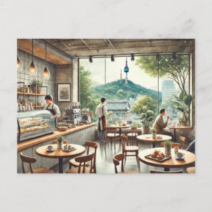 Cartão Postal Café em Seul Korea Namsan Mug
