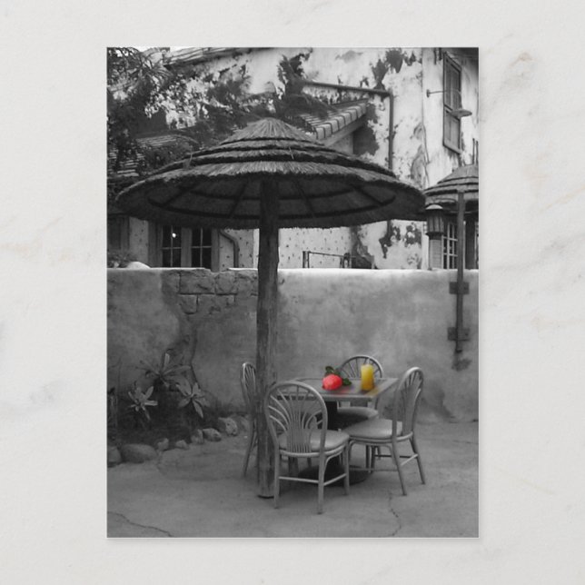 Cartão Postal Café externo com abertura de cores (Frente)