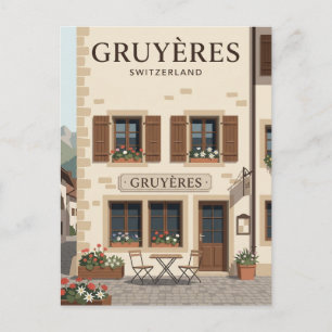 Cartão Postal Café Fachada Gruyères Suíça