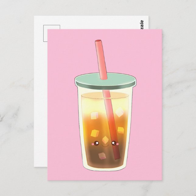 Cartão Postal Café Físico De Caramelo Com Espuma De Creme (Frente/Verso)