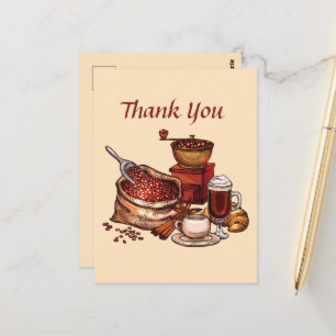 Cartão Postal Café fofo adicionar texto obrigado