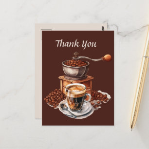 Cartão Postal Café fofo agradecer aos fornecedores