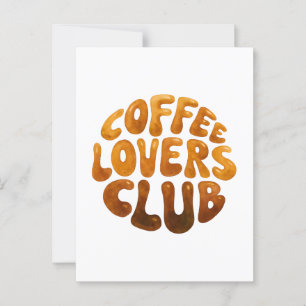 Cartão Postal Café Lovers Club Wall Art, Tipografia Whimsic