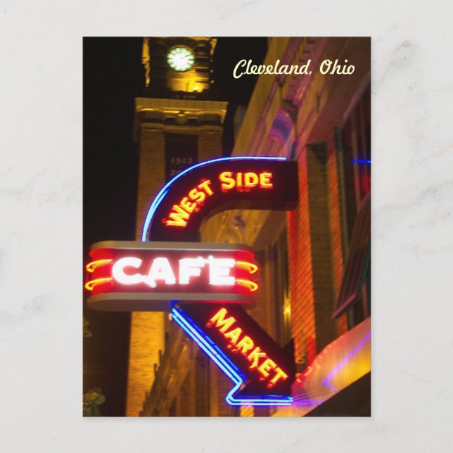 Cartão Postal Cafe Market Neon Postcard(Cleveland) (Frente)