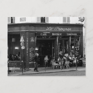 Cartão Postal Café Negro e Branco em Montmartre, Paris
