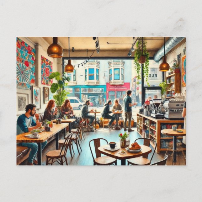 Cartão Postal Café no distrito de São Francisco Mission (Frente)