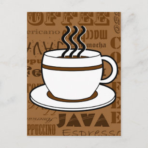 Cartão Postal Café - Palavras de café Impressão - Marrom