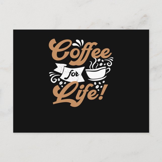 Cartão Postal Café para a Vida | Design de café (Frente)