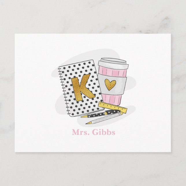 Cartão Postal Café Personalizado de Apreciação de Professores de (Frente)