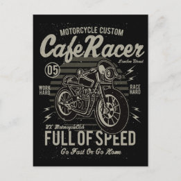 Cartão Postal Café Racer Work Race Duro Duro Ir Rápido ou Ir par