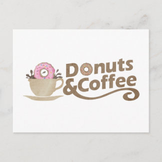 Cartão Postal Café retrô e Rosquinhas