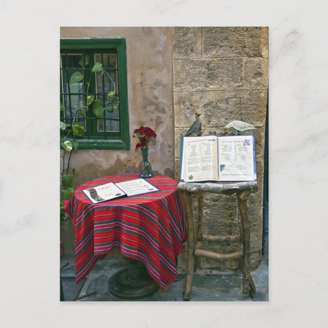 Cartão Postal Café Sidewalk, Chania, Creta, Grécia (Frente)