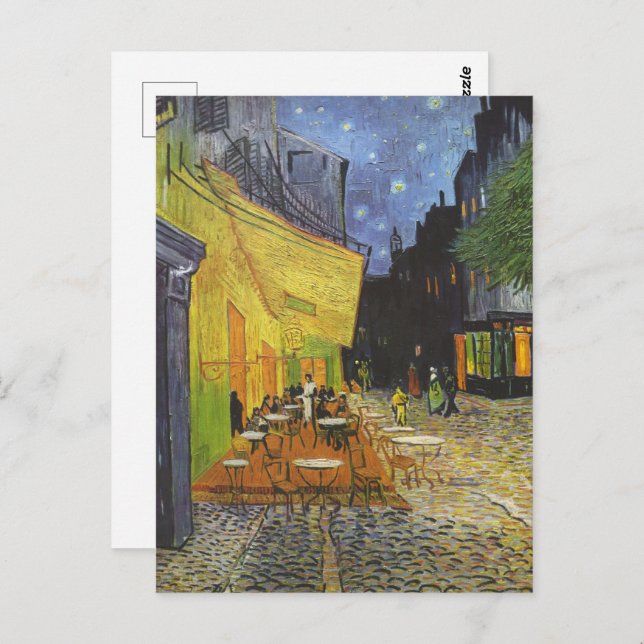 Cartão Postal Café Terrace à noite por Van Gogh (Frente/Verso)
