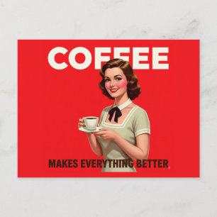 Cartão Postal Café Vintage Fofo Torna Tudo Melhor