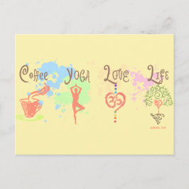 Cartão Postal Café Yoga Amor Vida Tinta respingada