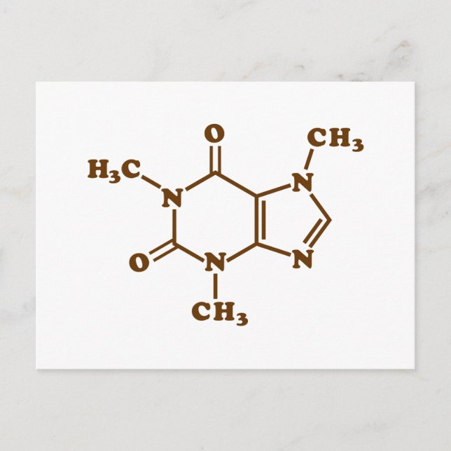 Cartão Postal Cafeína - Café - Fórmula Química Molecular (Frente)