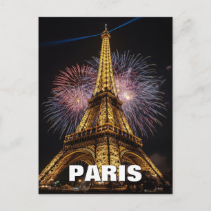 Cartão Postal Cafés Torre Eiffel Paris Fogos de Ar