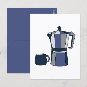 Cartão Postal Cafeteira Caneca de Café