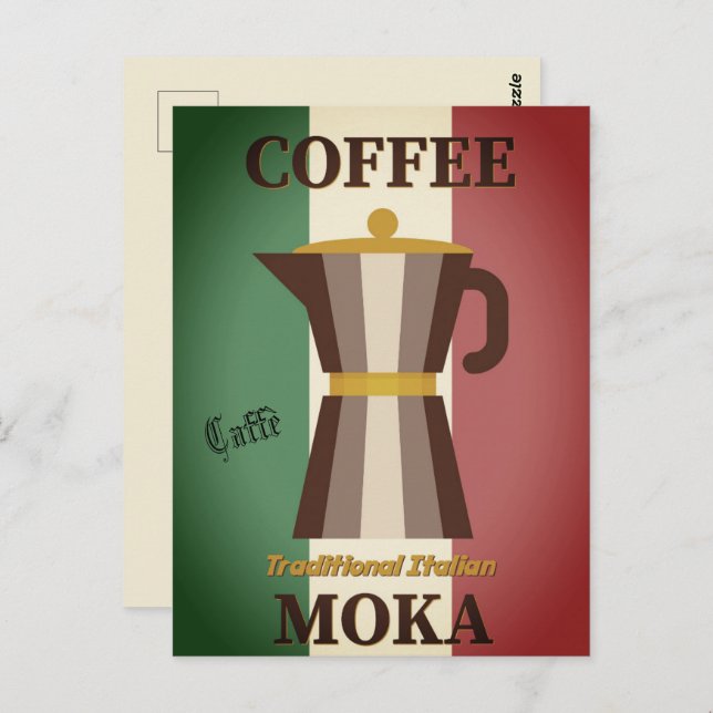 Cartão Postal Caffè Moka Bandeira Italiana Pote | (Frente/Verso)