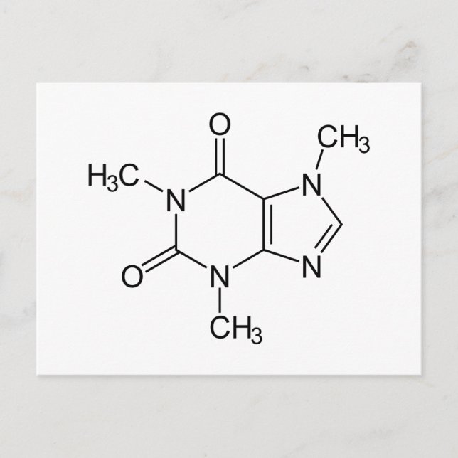 Cartão Postal Caffeine Molecule Chemistry Coffee Atoms (Frente)