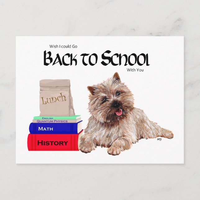 Cartão Postal Cairn Terrier de Volta à Escola (Frente)