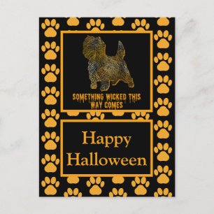 Cartão Postal Cairn Terrier English Dog Silhoueen Halloween