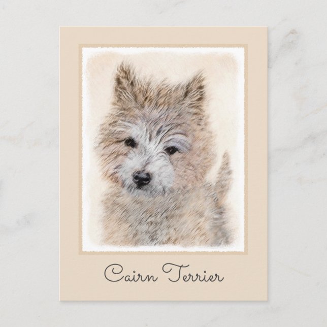 Cartão Postal Cairn Terrier Puppy Painting - Arte Original De Cã (Frente)