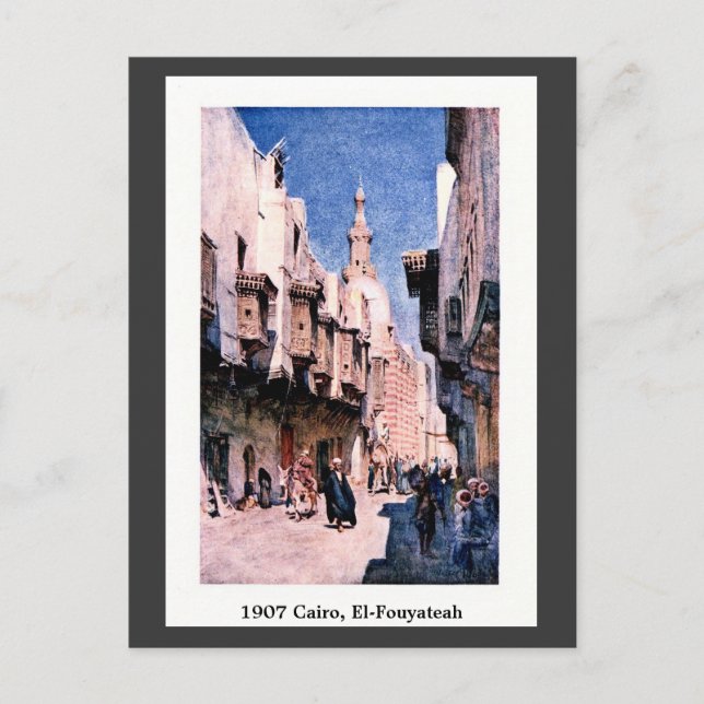 Cartão Postal Cairo Antigo 1900 Egito Rua El-Fouyateah (Frente)