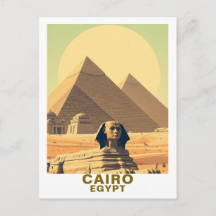 Cartão Postal Cairo Antigo Egito Pirâmides & Esfinge Viagem