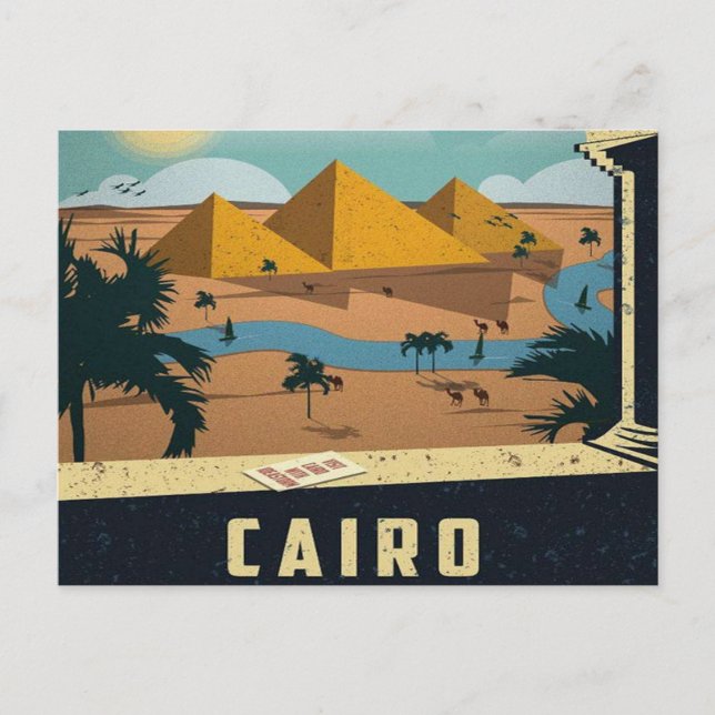 Cartão Postal cairo Egito Antigo Pirâmides Viagem Vintage retro (Frente)