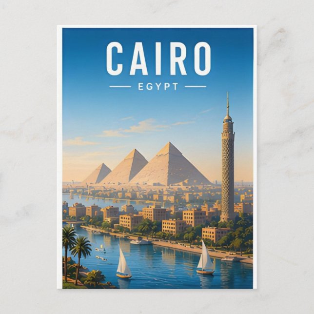 Cartão Postal Cairo Egito Cidade Antiga Viagem (Frente)