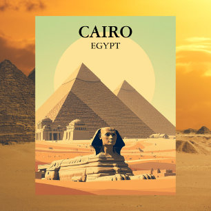 Cartão Postal Cairo Egito Pirâmides & Esfinge Viagem Vintage