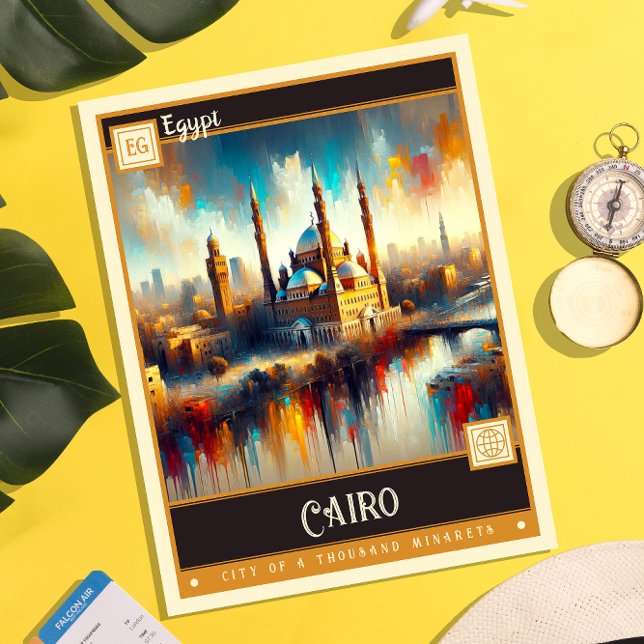 Cartão Postal Cairo, Egito | Vintage Painting (Criador carregado)