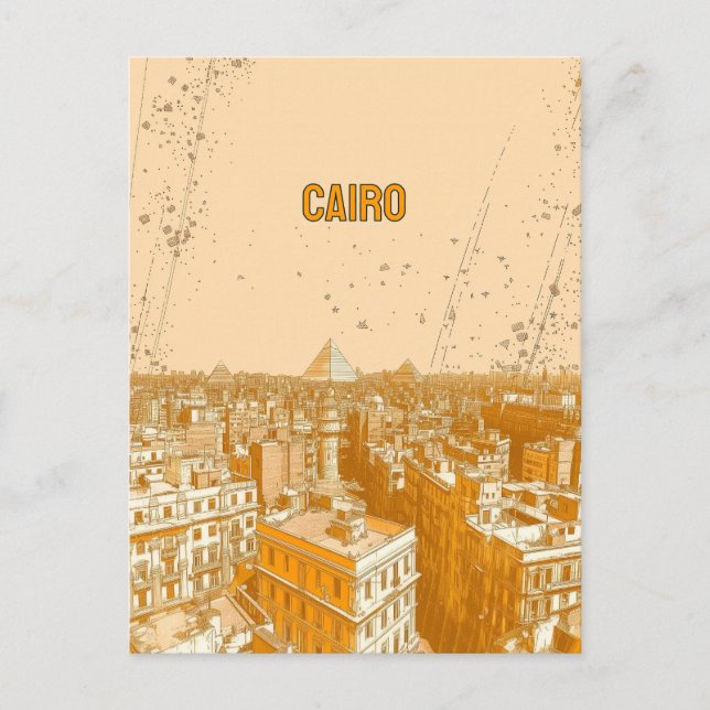 Cartão Postal Cairo Skyline com as Pirâmides (Frente)