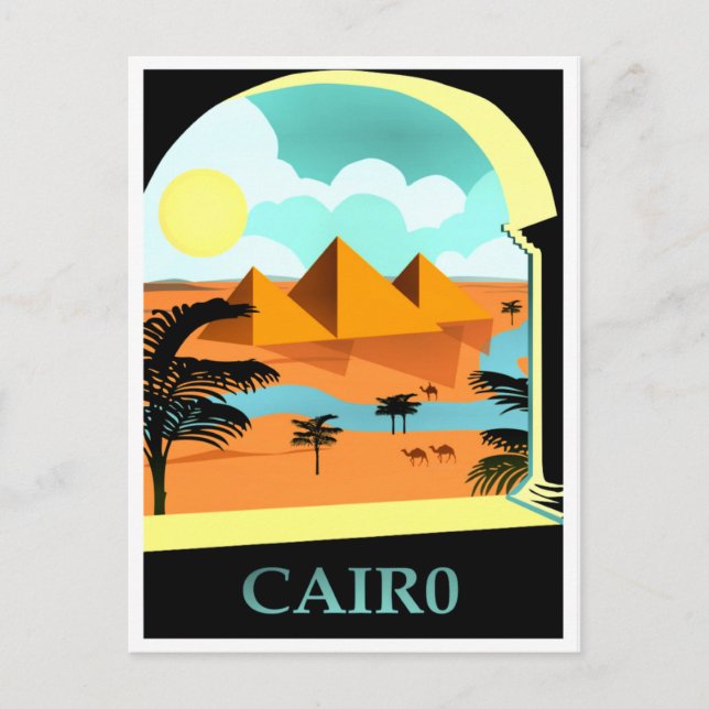 Cartão Postal Cairo, viagens vintage egípcia (Frente)