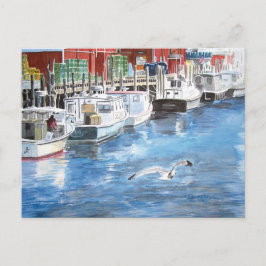 Cartão Postal Cais da União Portland, Maine Aquarela