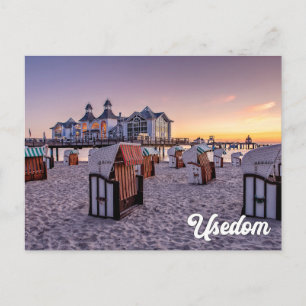 Cartão Postal Cais de Ahlbeck, Usedom, Alemanha