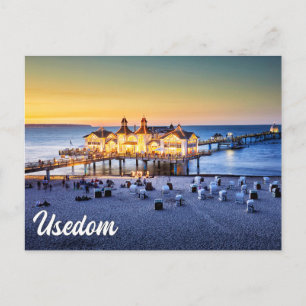 Cartão Postal Cais de Ahlbeck, Usedom, Alemanha