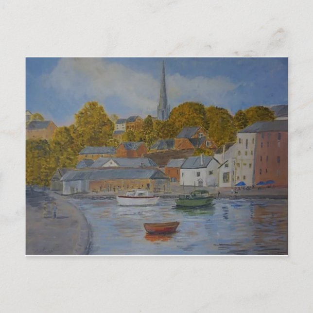 Cartão Postal Cais de Exeter com barcos Postais (Frente)