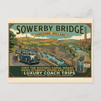 Cartão Postal Cais do Canal Histórico de Sowerby Bridge Arte Vin
