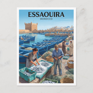 Cartão Postal Cais do Mercado de Peixes de Essaouira Marrocos Vi