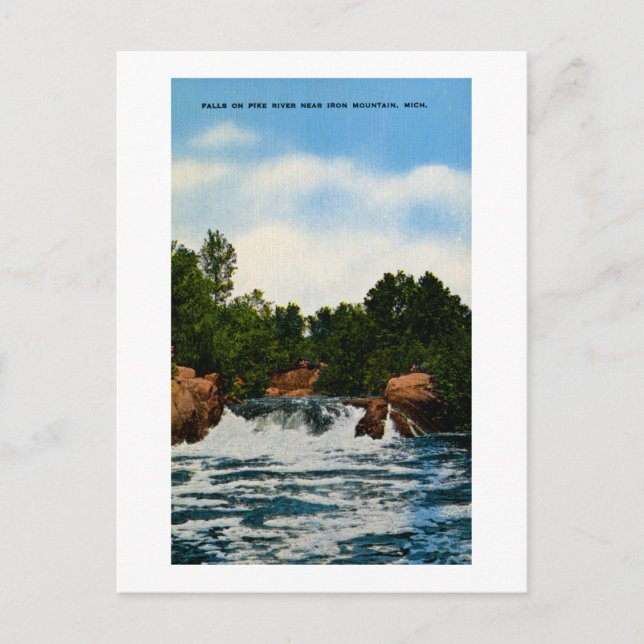 Cartão Postal Caiu no rio Pike perto de Iron Mountain, no Michig (Frente)