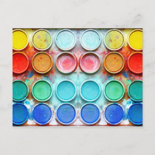 Cartão Postal Caixa de cores de tinta divertida