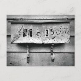 Cartão Postal Caixa de Correio com Velho Batedor Preto e Branco