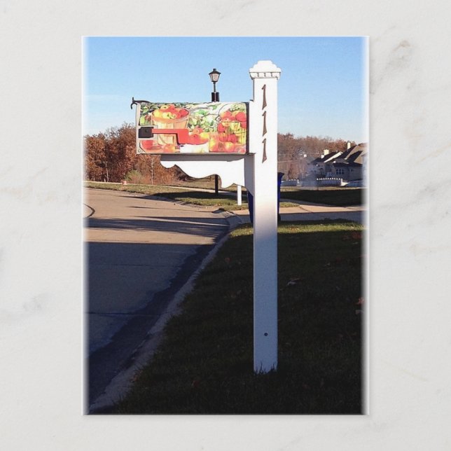 Cartão Postal Caixa de correio de outono (Frente)