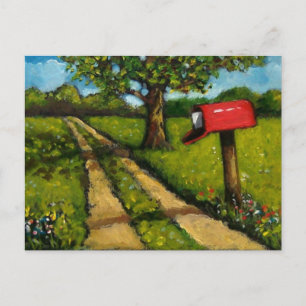 Cartão Postal Caixa de Correio do Interior Vermelha: Pintura a Ó