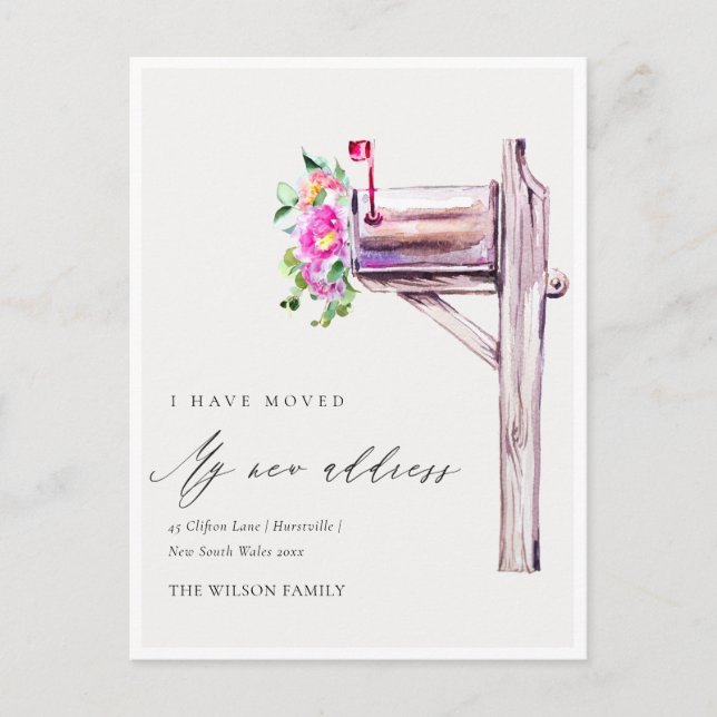 Cartão Postal Caixa de Correio Floral Rosa Elegante que Mostrei (Frente)