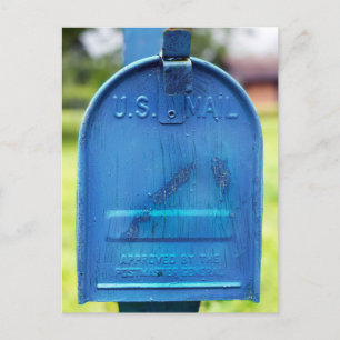 Cartão Postal Caixa de Correio Rústica Azul Retrato