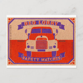 Cartão Postal Caixa de fósforos Red Truck da Vintage